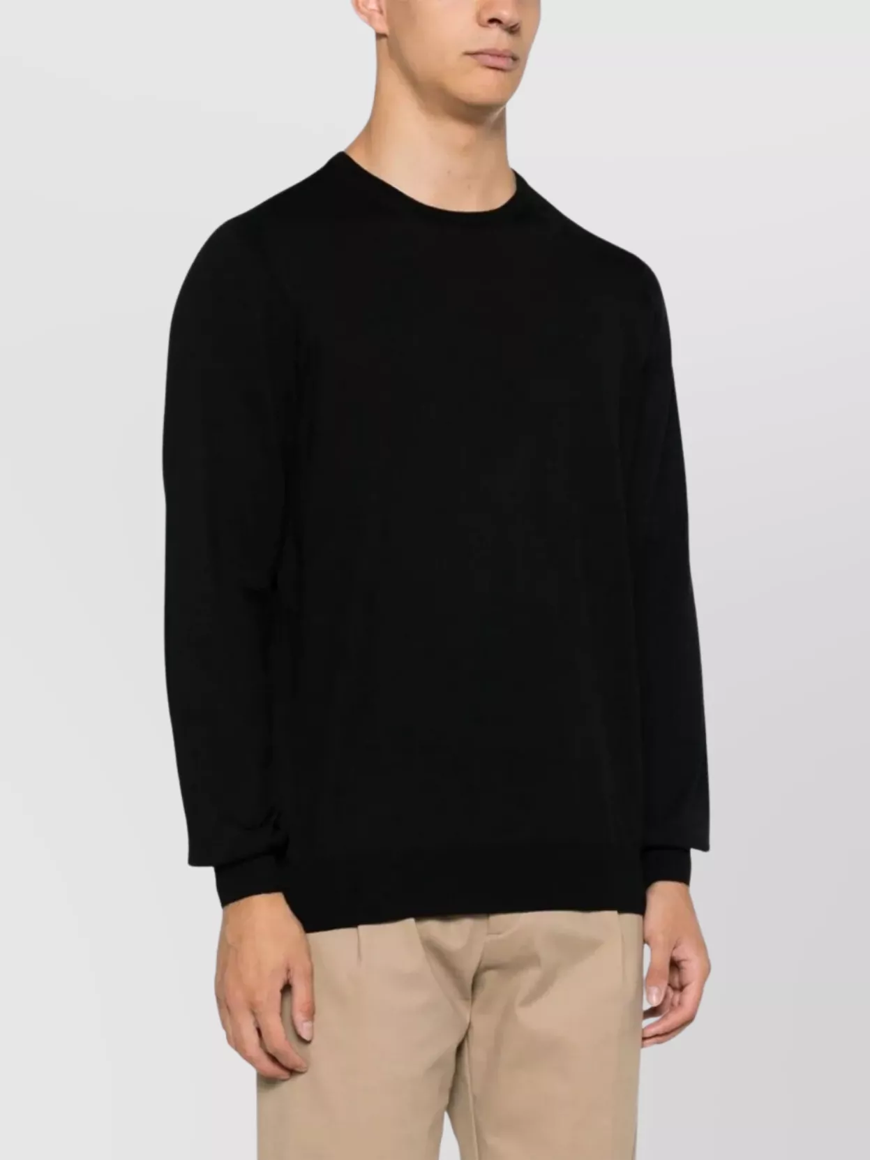 Lardini Men's Lightweight Crew Neck Wool Sweater