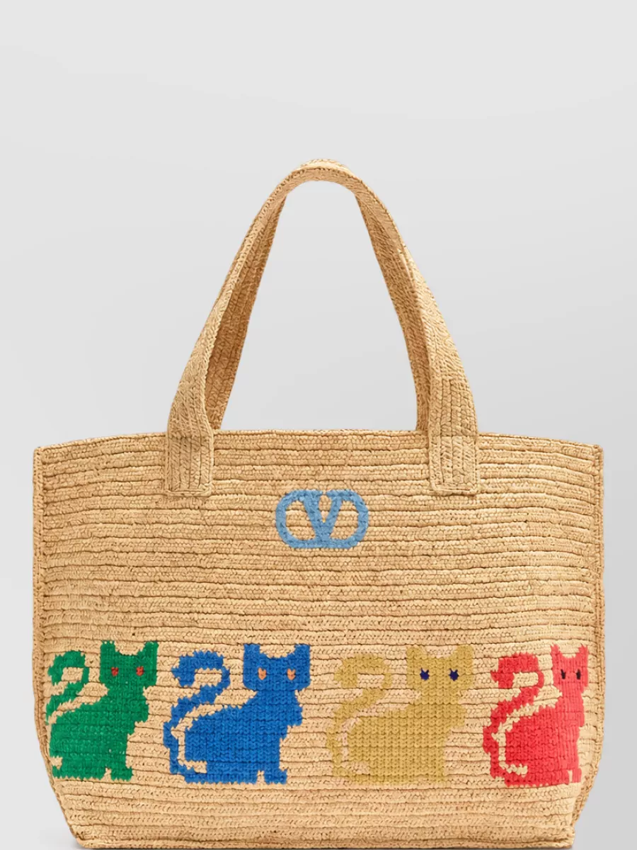 Valentino raffia tote bag
