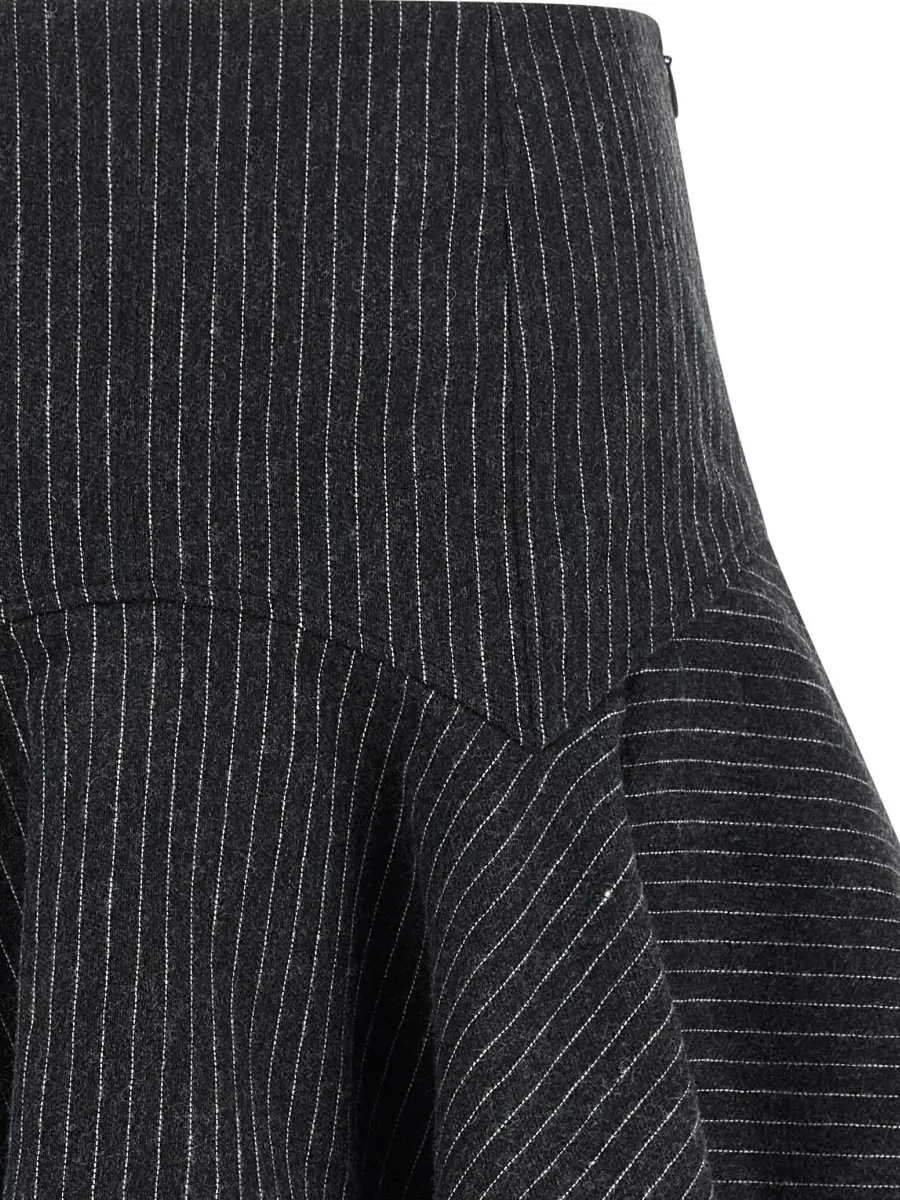 Ganni Pinstriped Flannel Mini A-Line Skirt