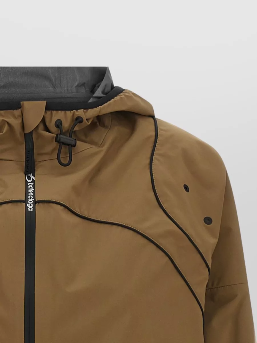Balenciaga Tech Fabric Cropped Asymmetric Hooded Jacket