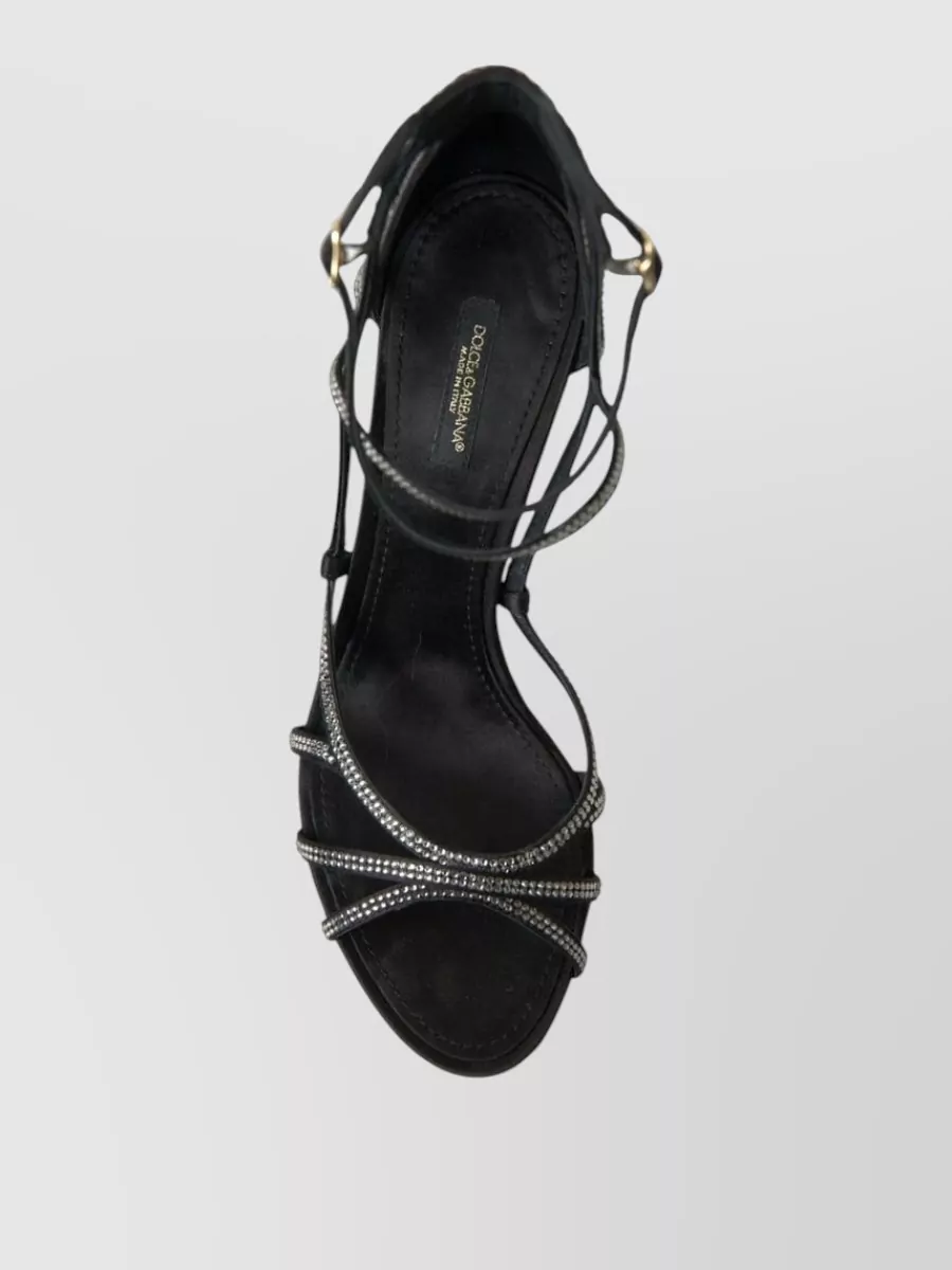 Dolce&Gabbana Silk Rhinestone Stiletto Sandals