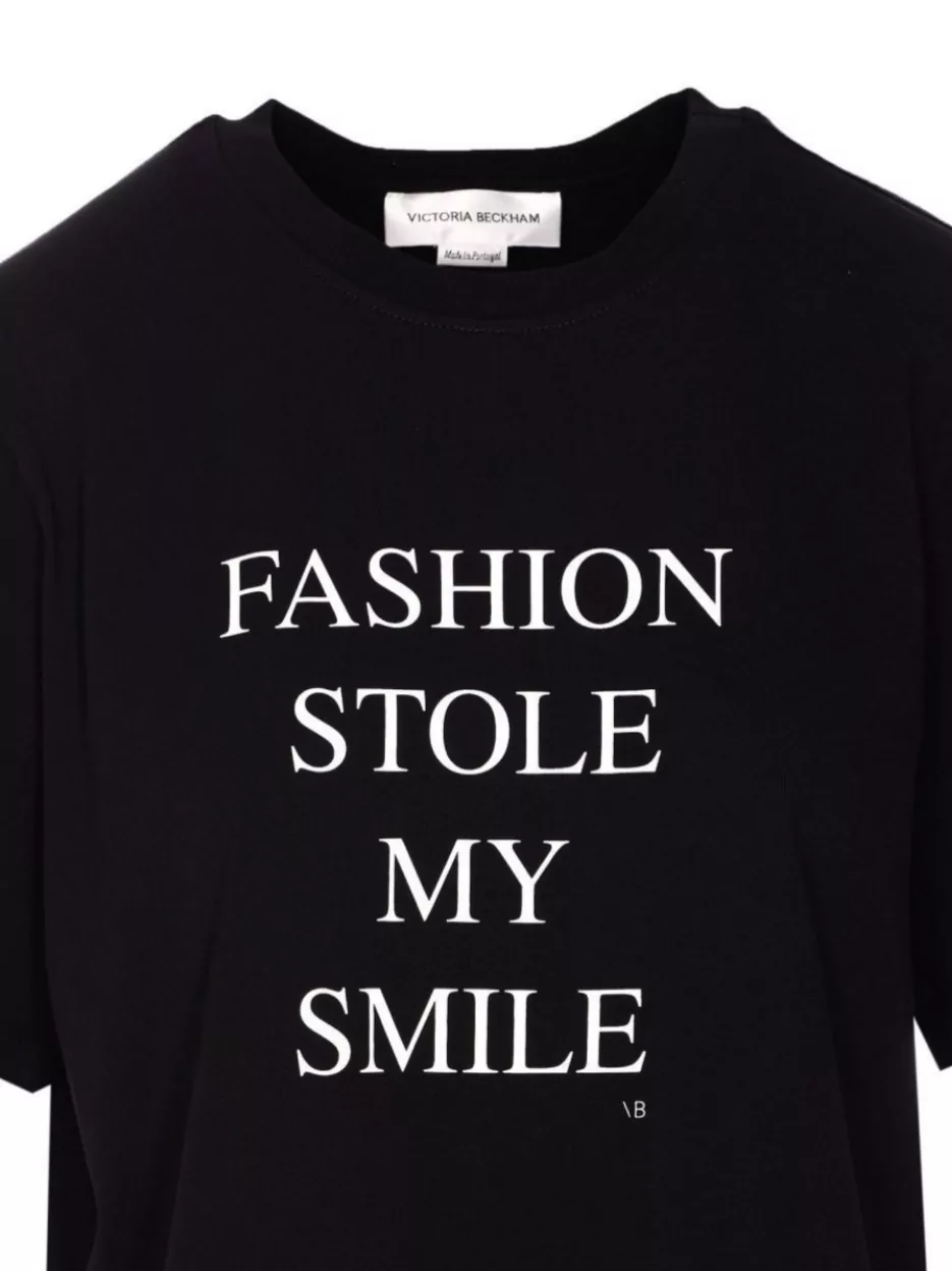 Victoria Beckham Crewneck Short Sleeves Graphic Print Slogan Top