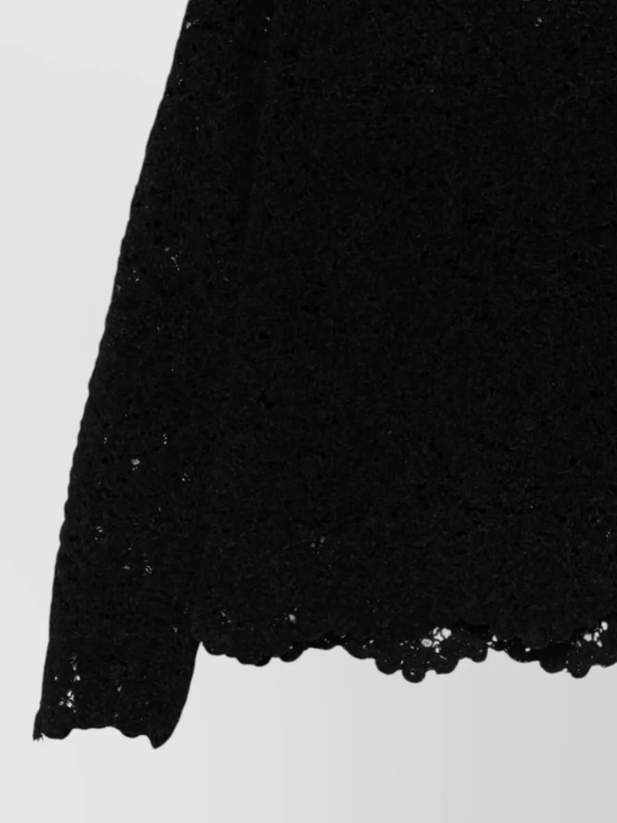Semicouture Lace V-Neck Long-Sleeve Knitted Top