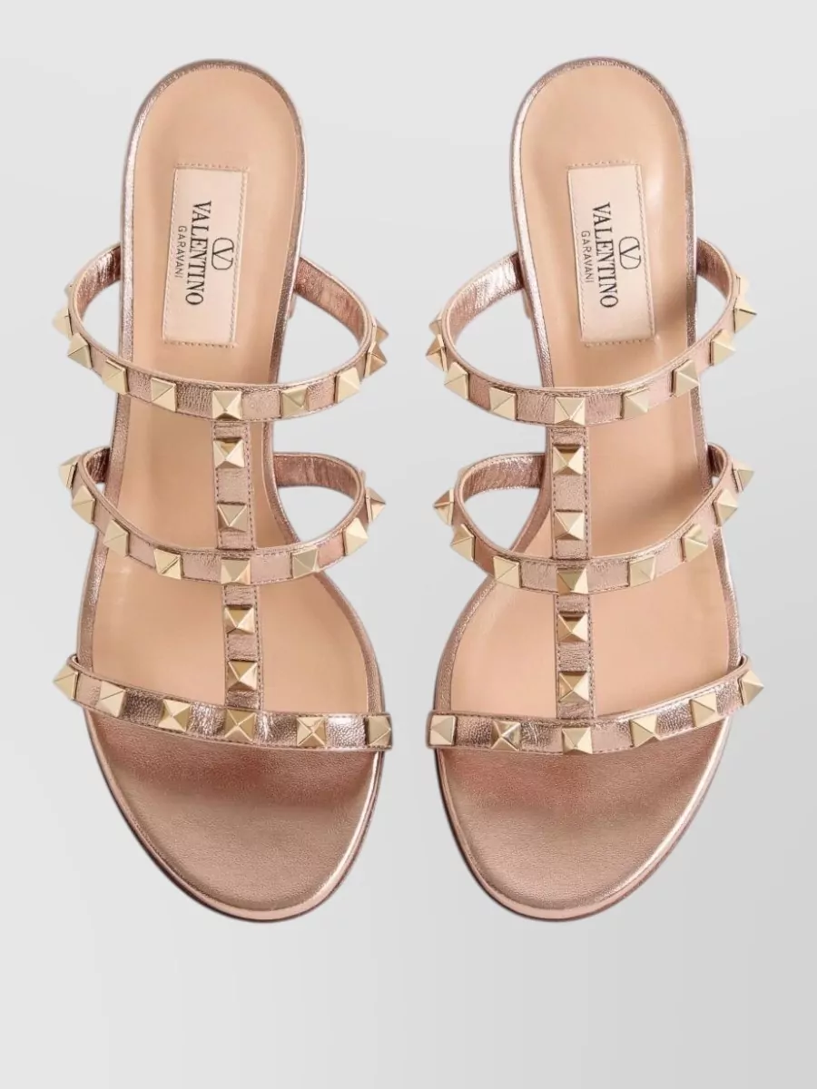 Valentino Garavani Rockstud Leather Sandals Block Heel