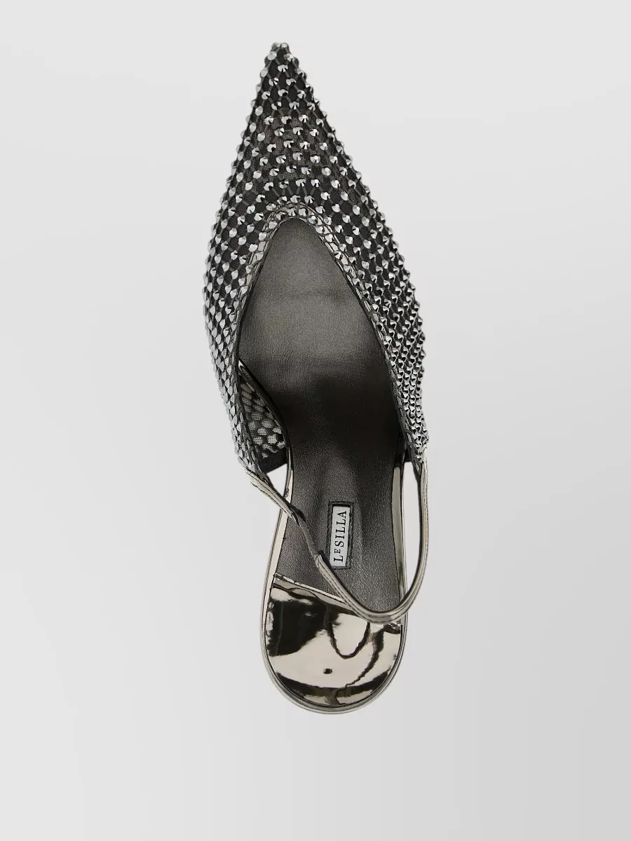 Le Silla Crystal-Embellished Mesh Slingback Pumps