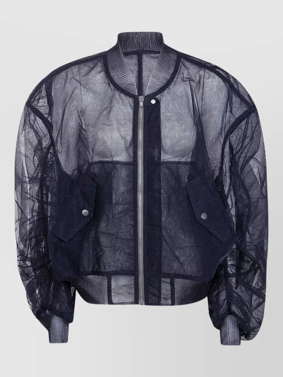 Rick Owens Gathered sleeve nylon single breasted coat