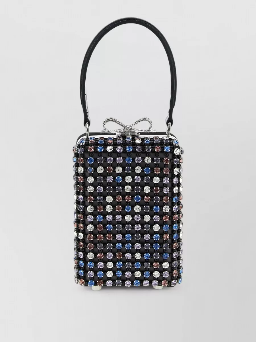 Self-Portrait the bow crystal-embellished clutch bag