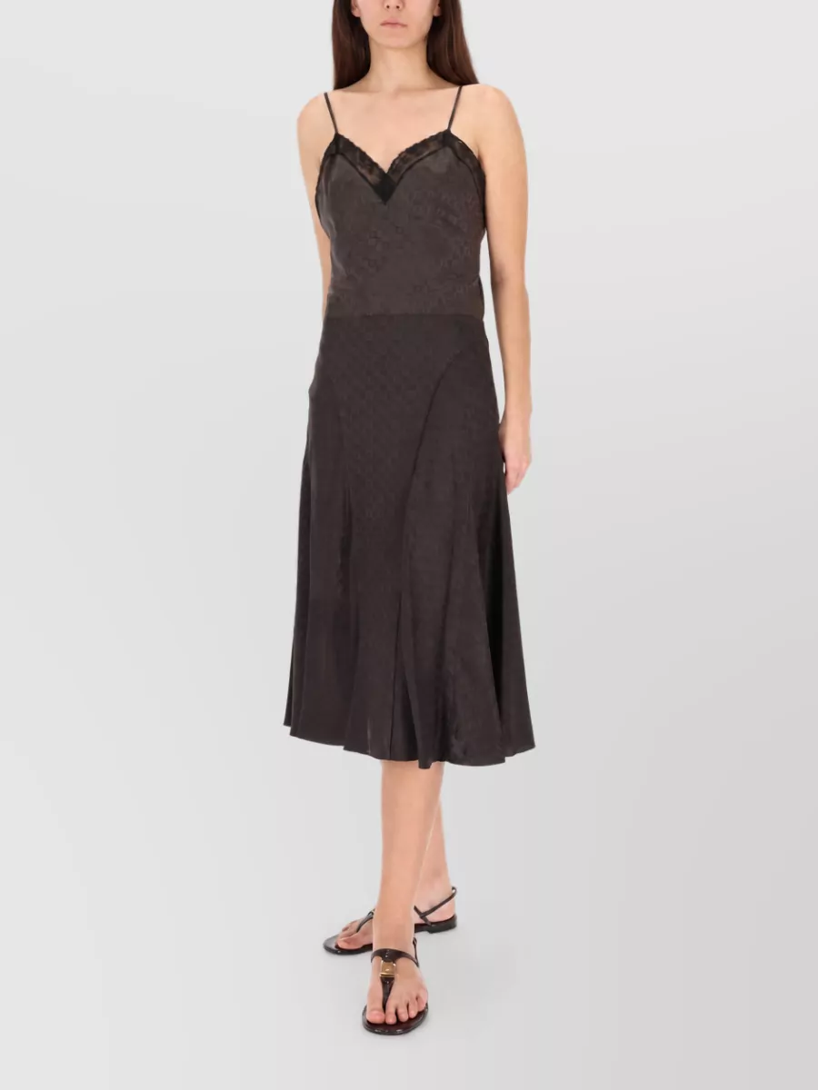 Fendi Jacquard Ff Dress V Neck Lace