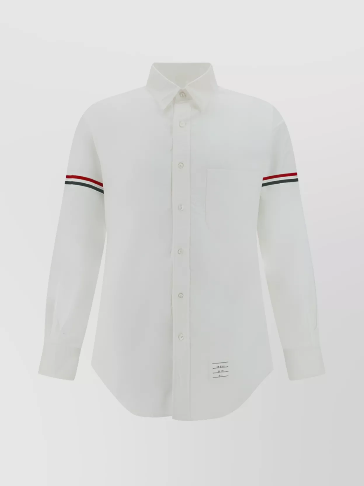 Thom Browne Collar Logo Sleeve Patch Pocket Shirt In White