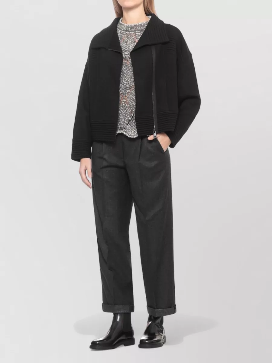 D.exterior Lurex Perforated Long-Sleeve Sweater