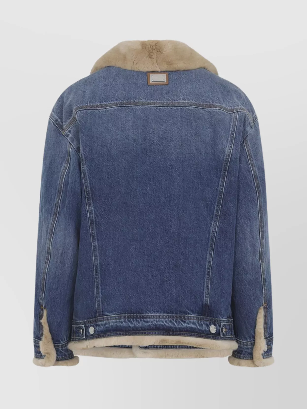 Dolce & Gabbana Stylish Jacket With Faux Fur Collar In Blue