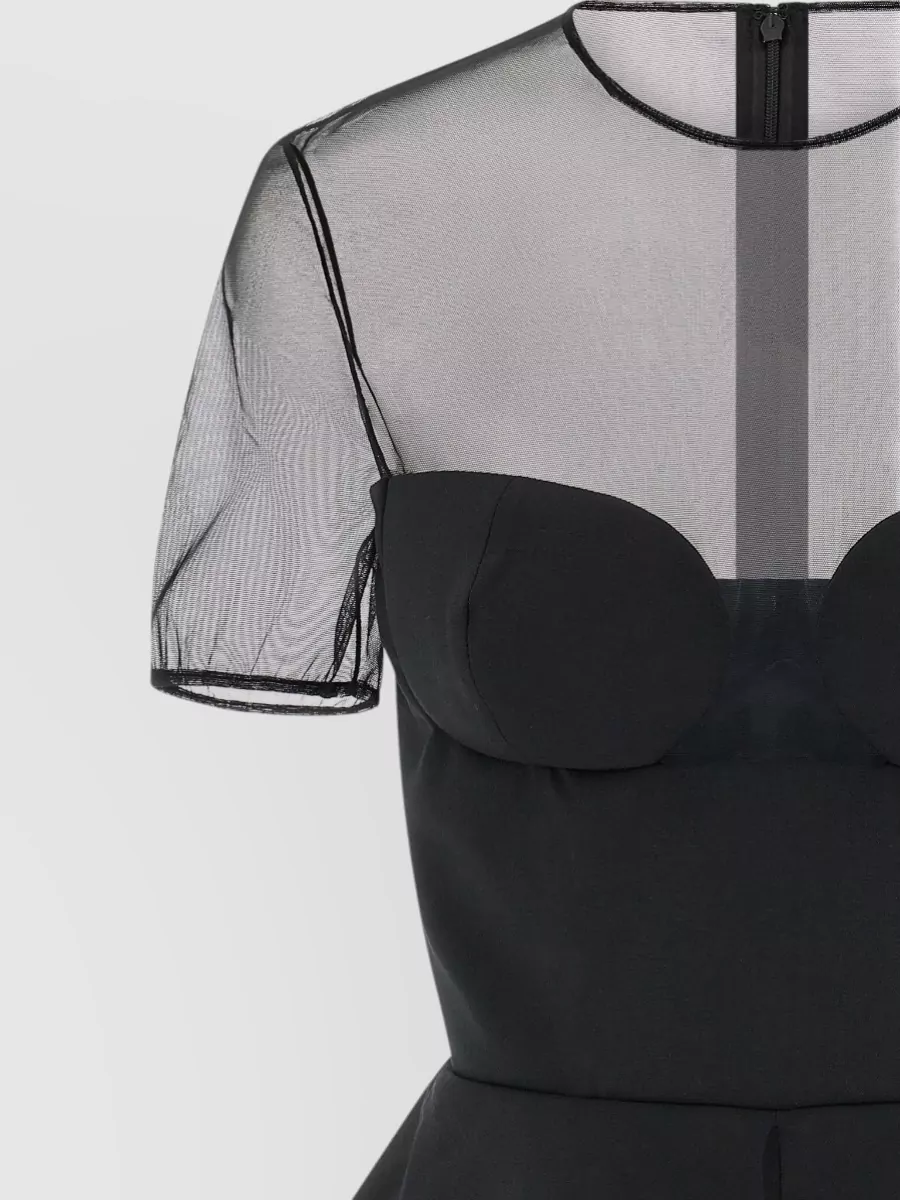 Nensi Dojaka Structured Bustier Top Sheer Mesh Yoke