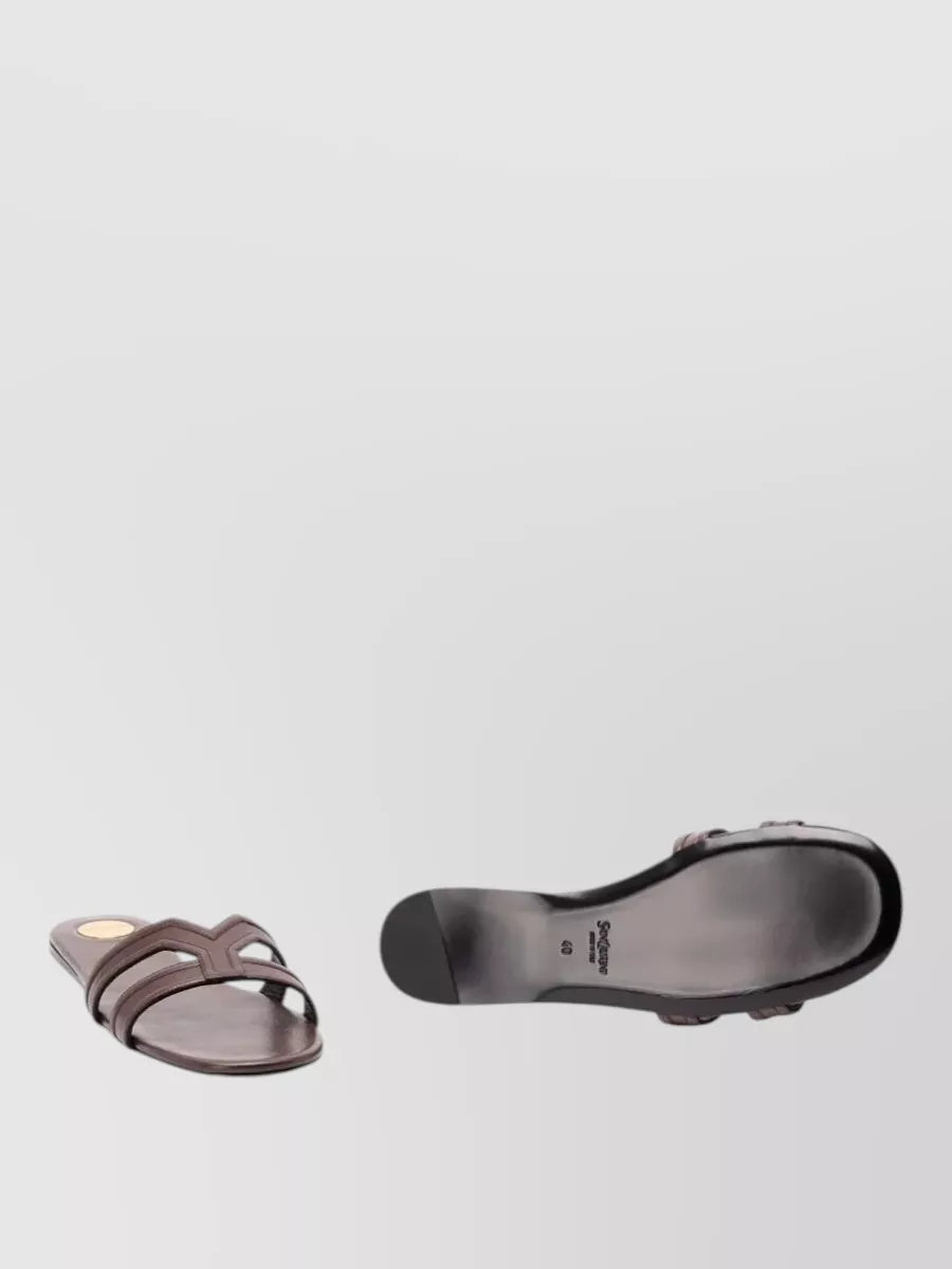 Saint Laurent Leather Mabrouka Double Strap Slides