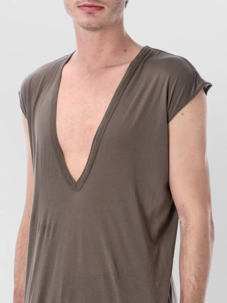 Rick Owens Drkshdw Deep V Longline Cotton Gauze Tank