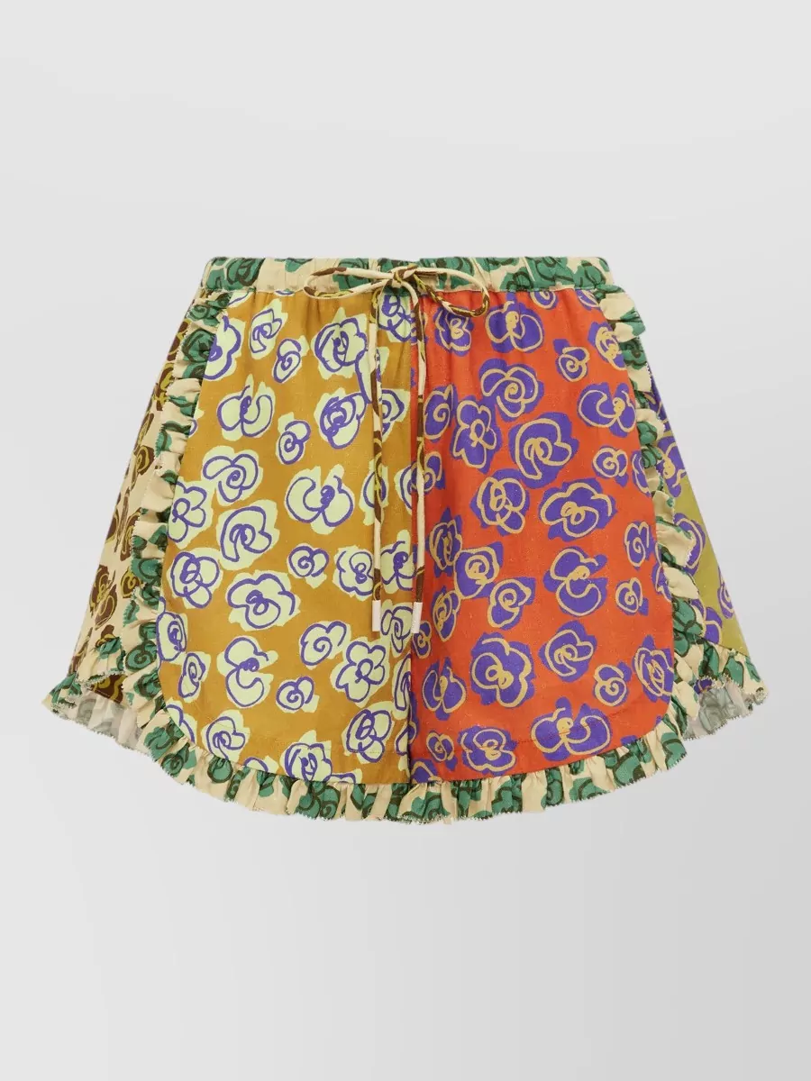 Alémais ruffled hemp beach shorts