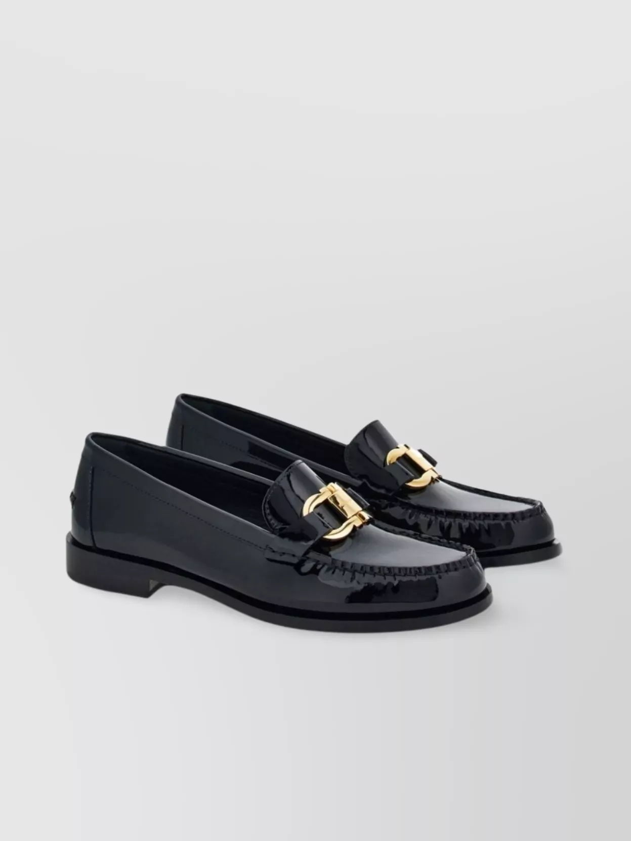 Ferragamo Buckle Loafers Patent Finish