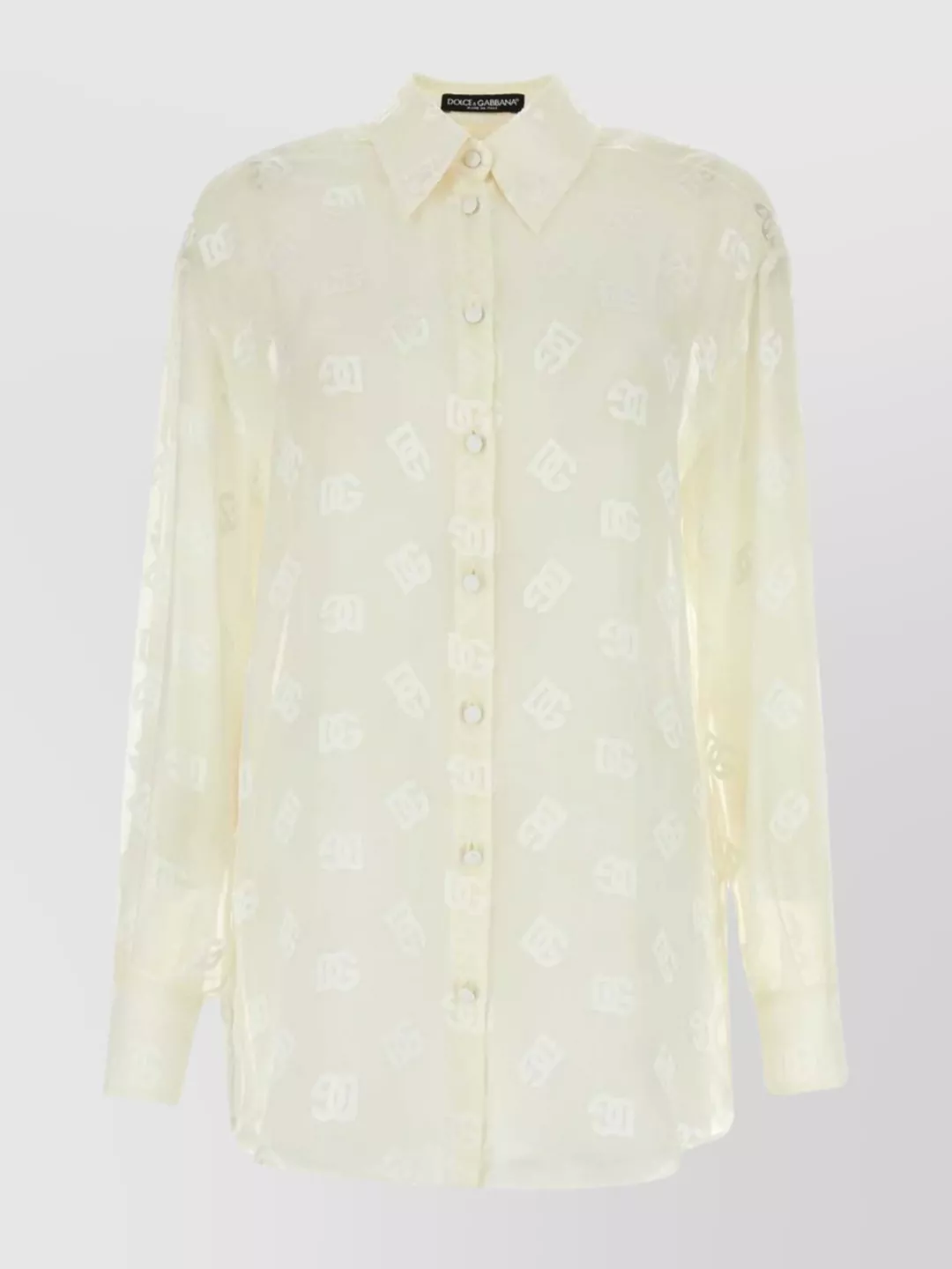 Shop Dolce & Gabbana Viscose Blend Shirt With Curved Hem And Button-down Collar