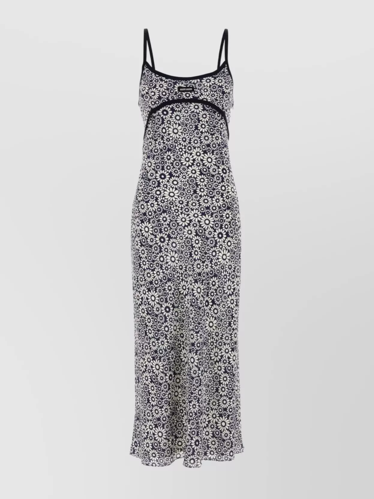 Miu Miu Floral Print Maxi Dress With Spaghetti Straps In Gray