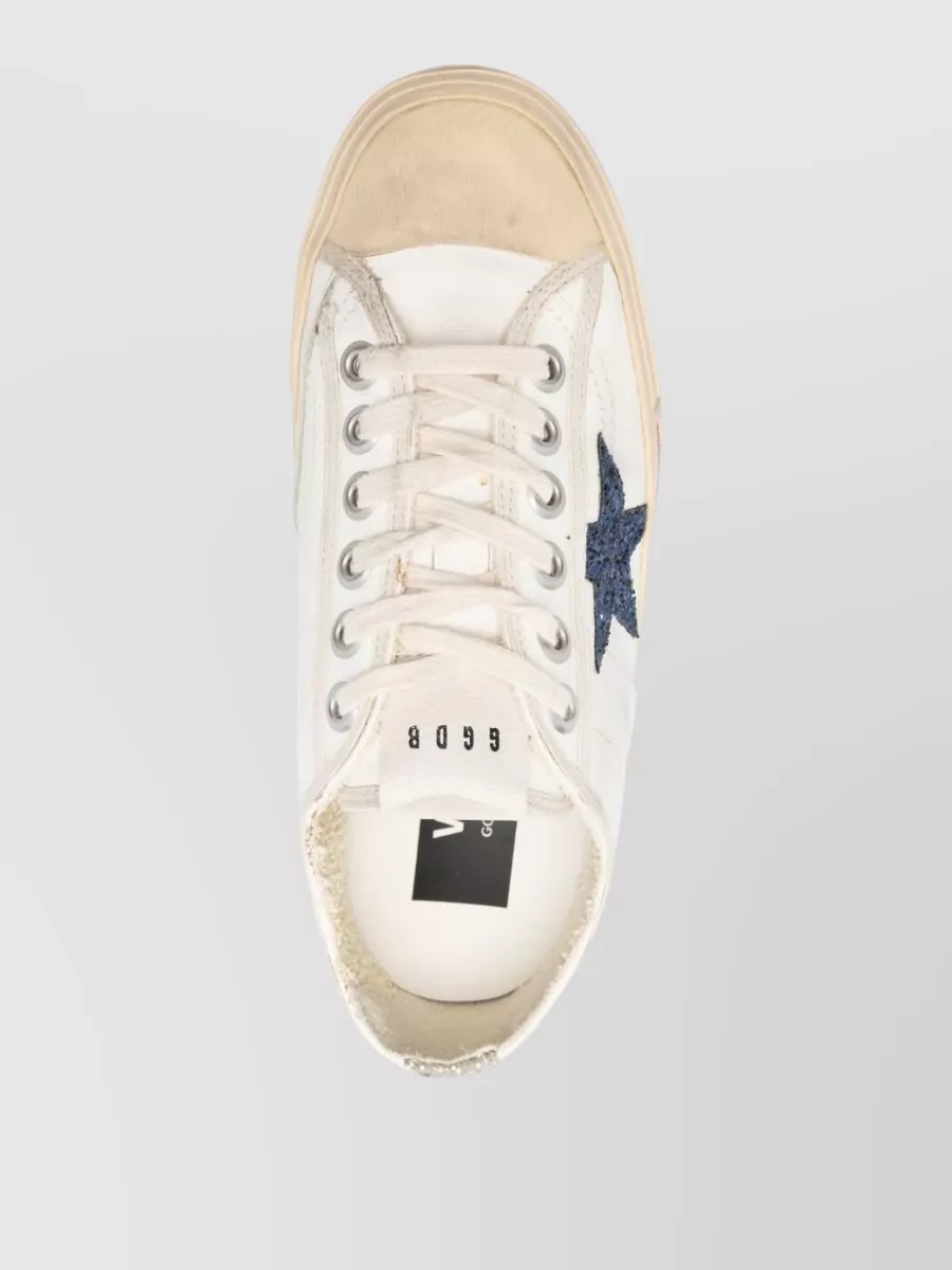 Golden Goose Low Sneakers Round Toe Glitter Star Nylon