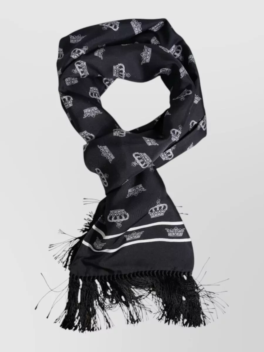 Dolce&Gabbana silk printed fringed scarf