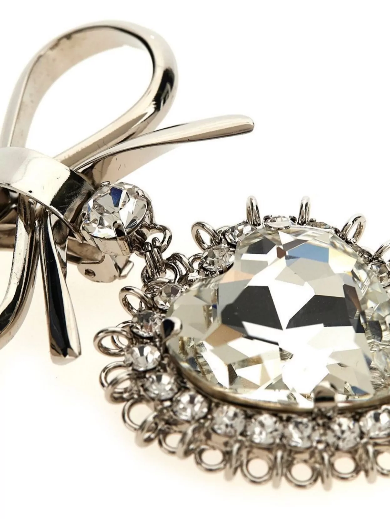 Alessandra Rich Heart-shaped Drop Earrings Crystal Embellishments