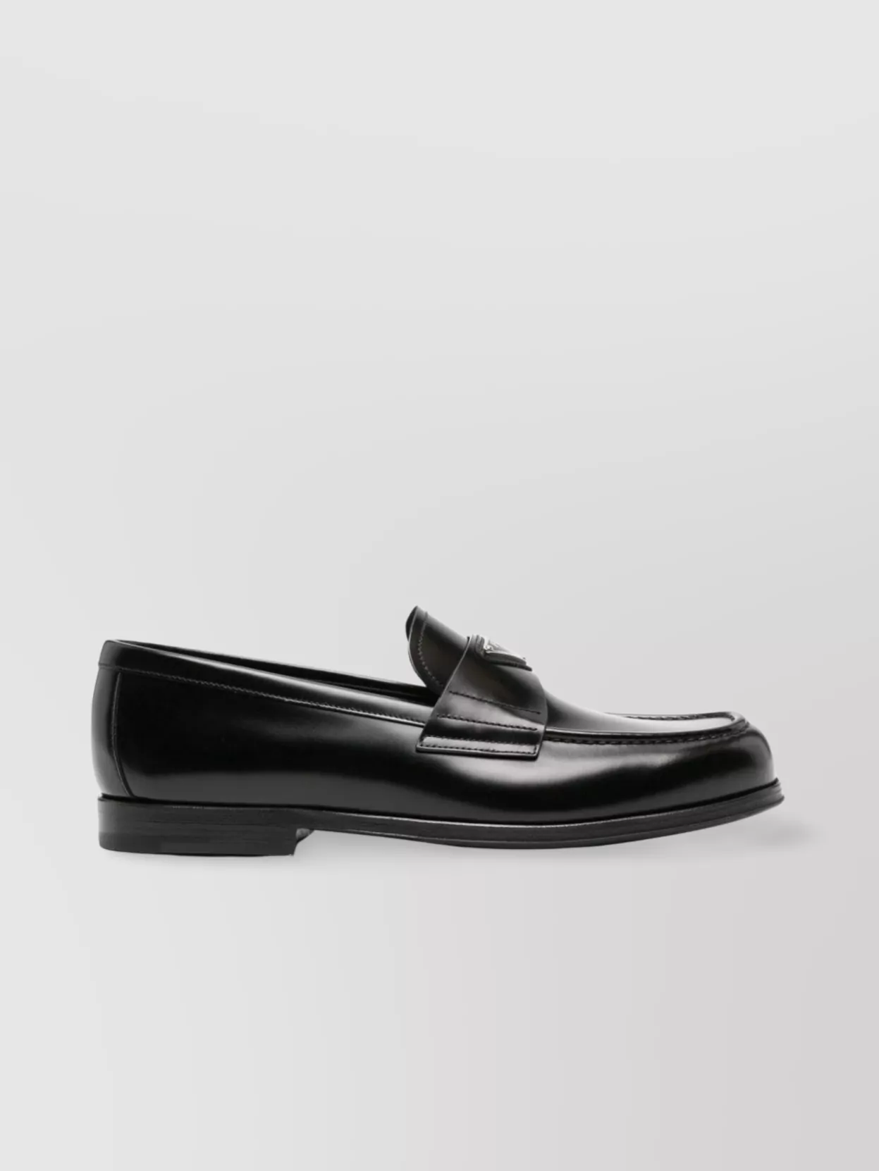 PRADA Square Toe Leather Loafers Black 【公式通販】