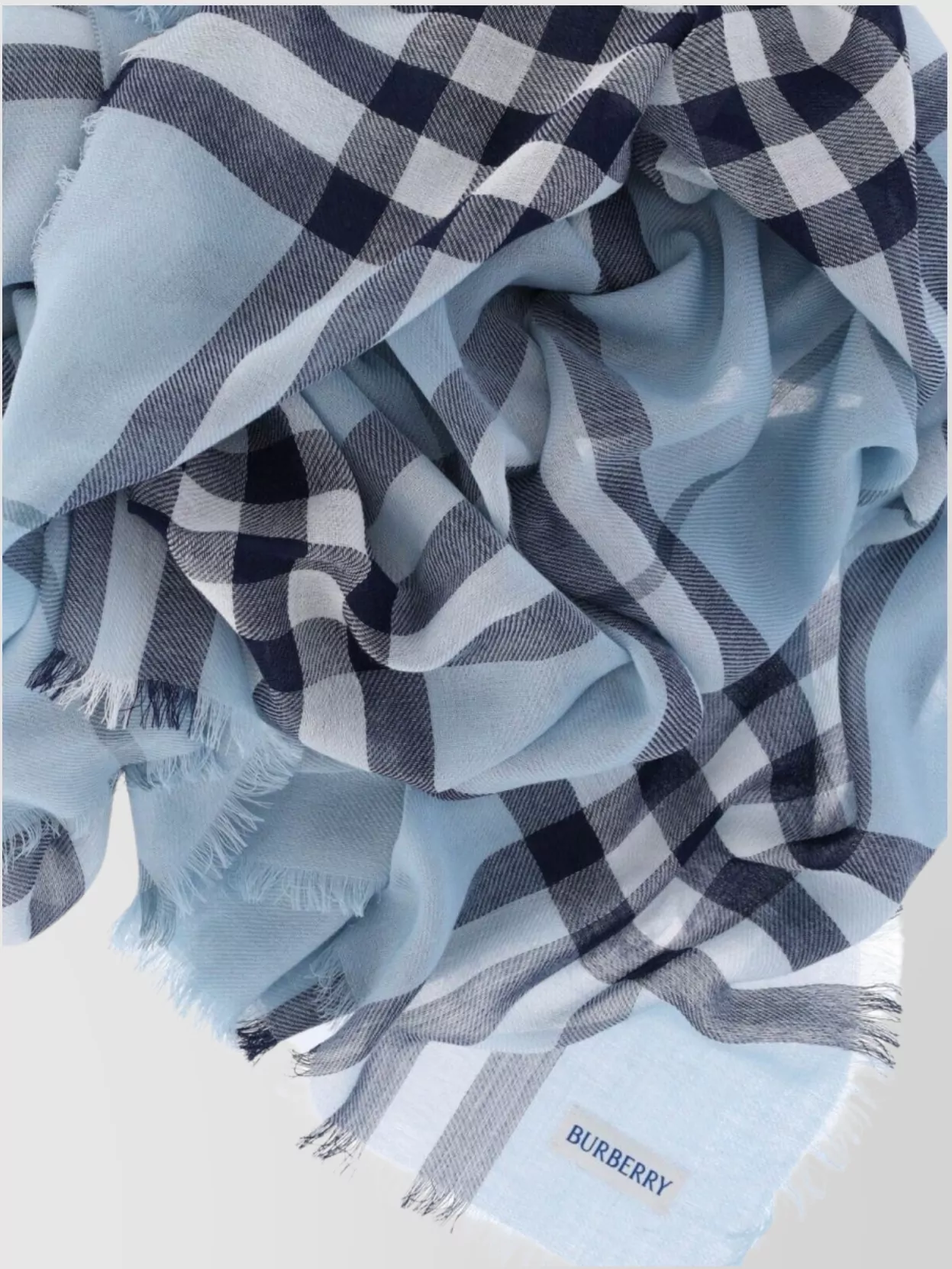 Burberry Lightweight Check Pattern Scarf With Fringed Edges