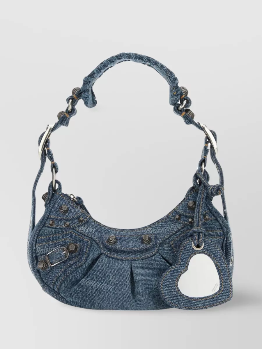 Balenciaga Xs Denim Embroidered Shoulder Bag