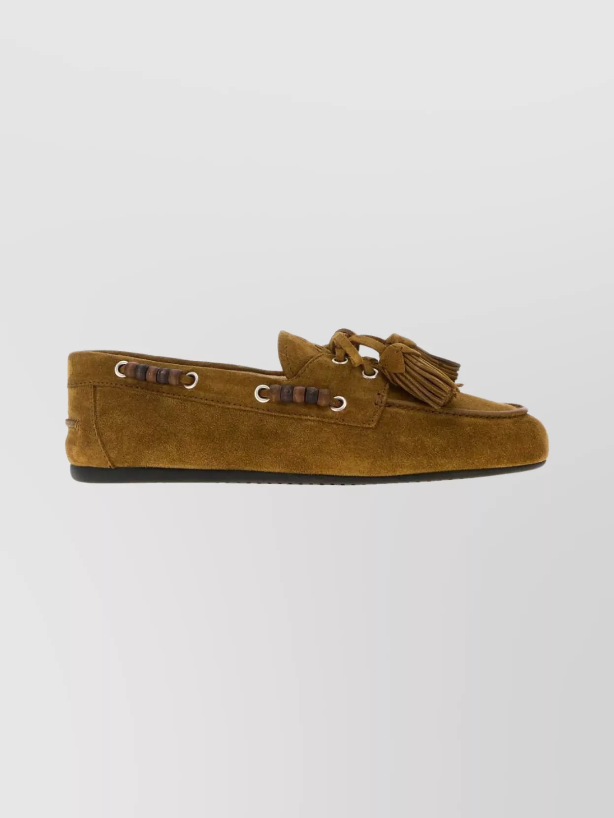 Miu Miu Suede Tassel Moccasin Loafers In Green