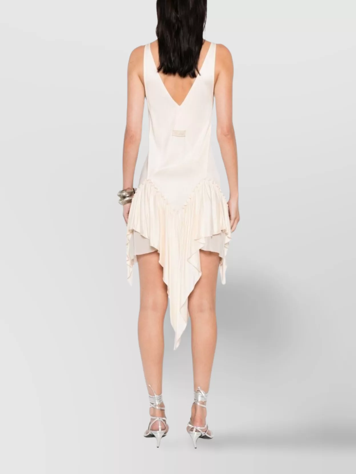 The Attico Mini Dress With Asymmetrical Hem And Ruffle Detailing