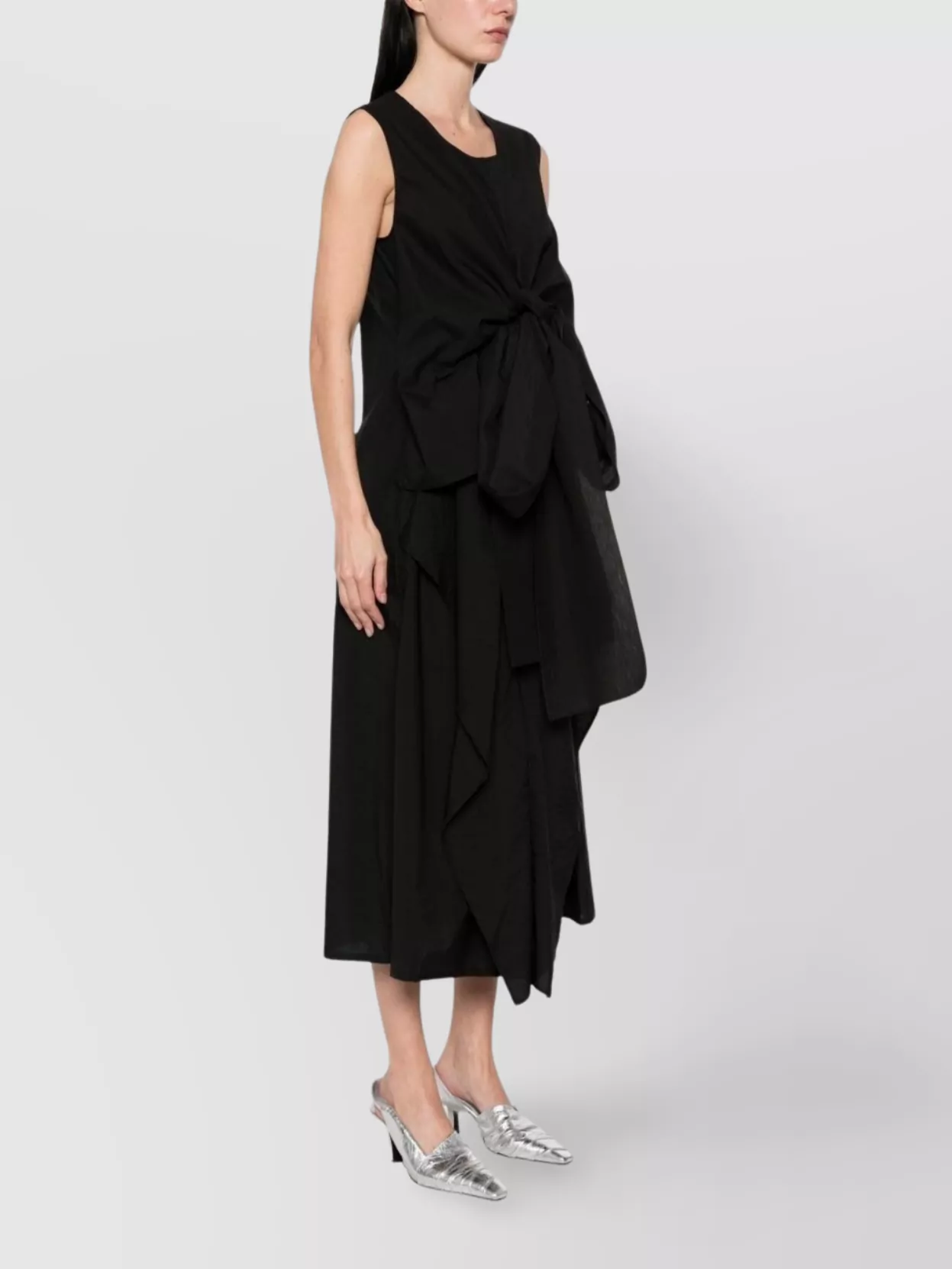 Fabiana Filippi Cotton Midi Dress Asymmetric Hem