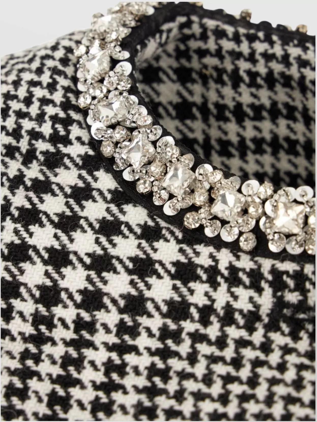 Self-Portrait Embroidered Houndstooth Pattern Short Jacket