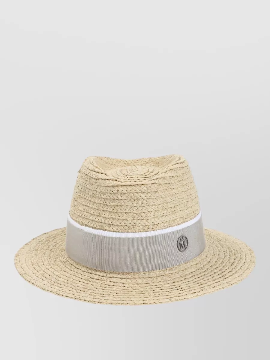 Maison Michel Andre Hat Wide Brim Woven Straw Band