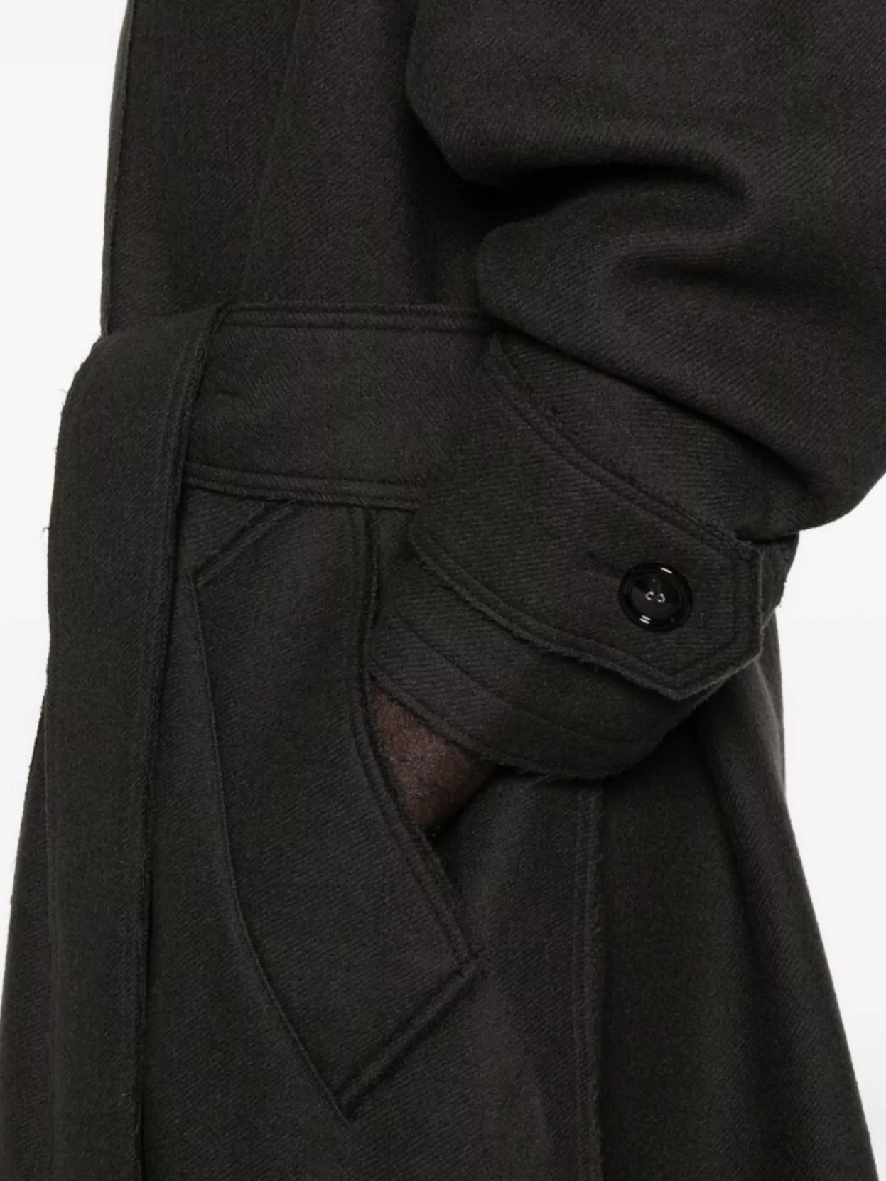 Ami Paris Long Wool Coat Belted At Waist
