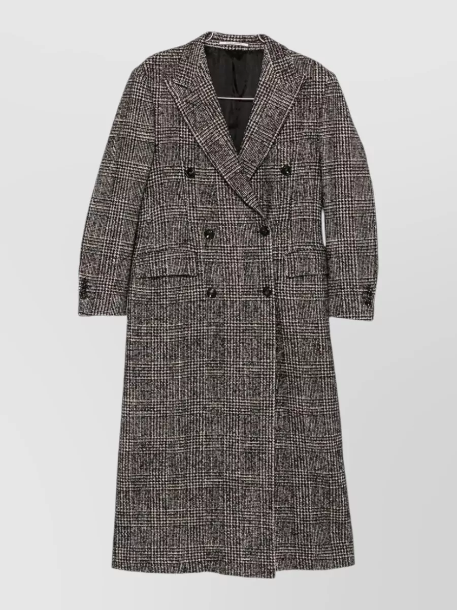 Tagliatore checked long double-breasted coat