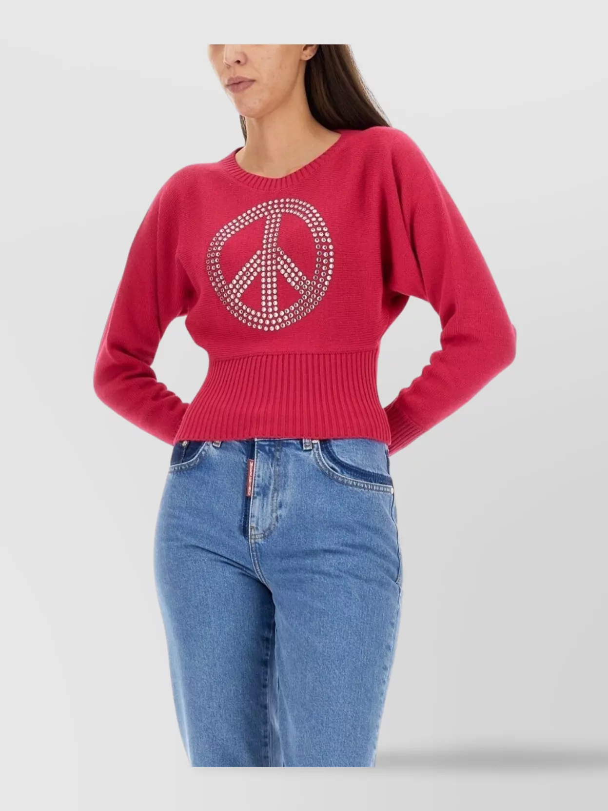 Moschino Peace Symbol Embellished Knitwear With Long Sleeves