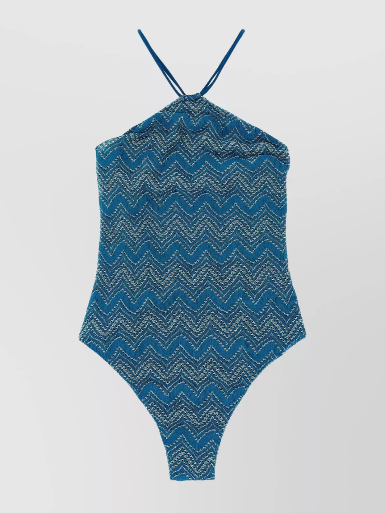 Missoni Lamé Zigzag Pattern Swimsuit In Blue
