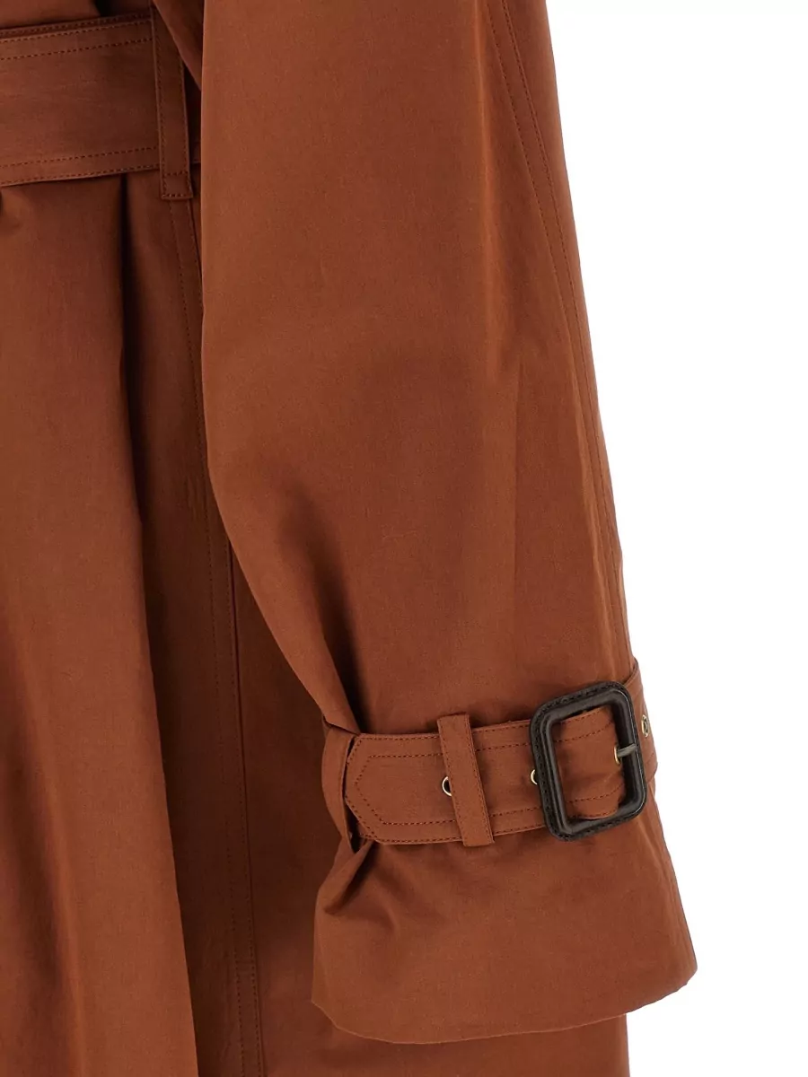 Saint Laurent Cotton Silk Double-Breasted Belted Trench Coat
