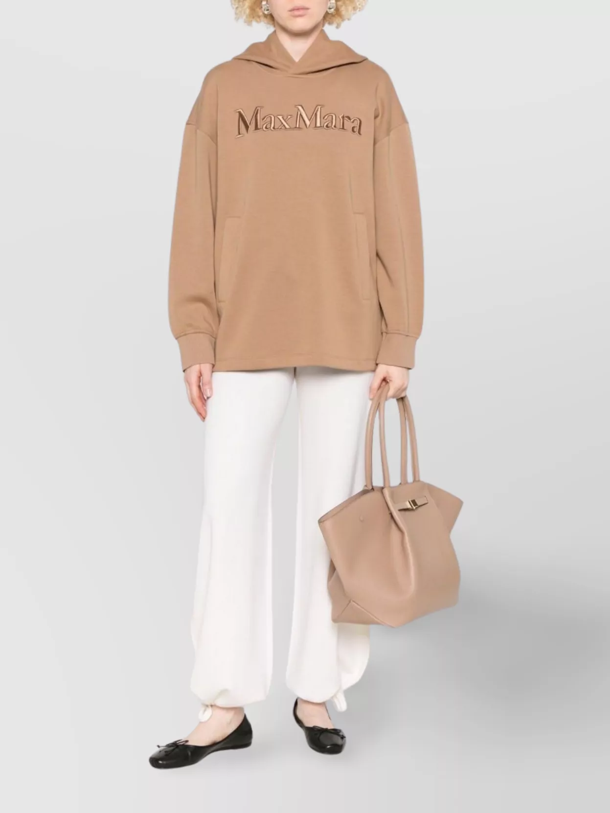 Max Mara Straight Leg Trousers Drawstring Hem In Brown