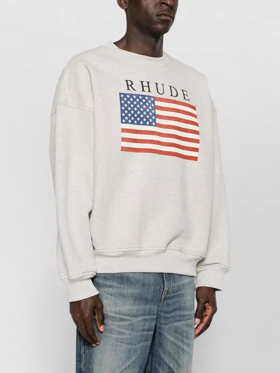 Rhude Ribbed Cotton Printed Sweatshirt