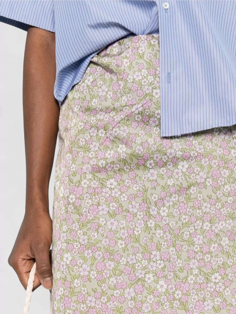 Prada Nylon Skirt Knee Length Floral Design