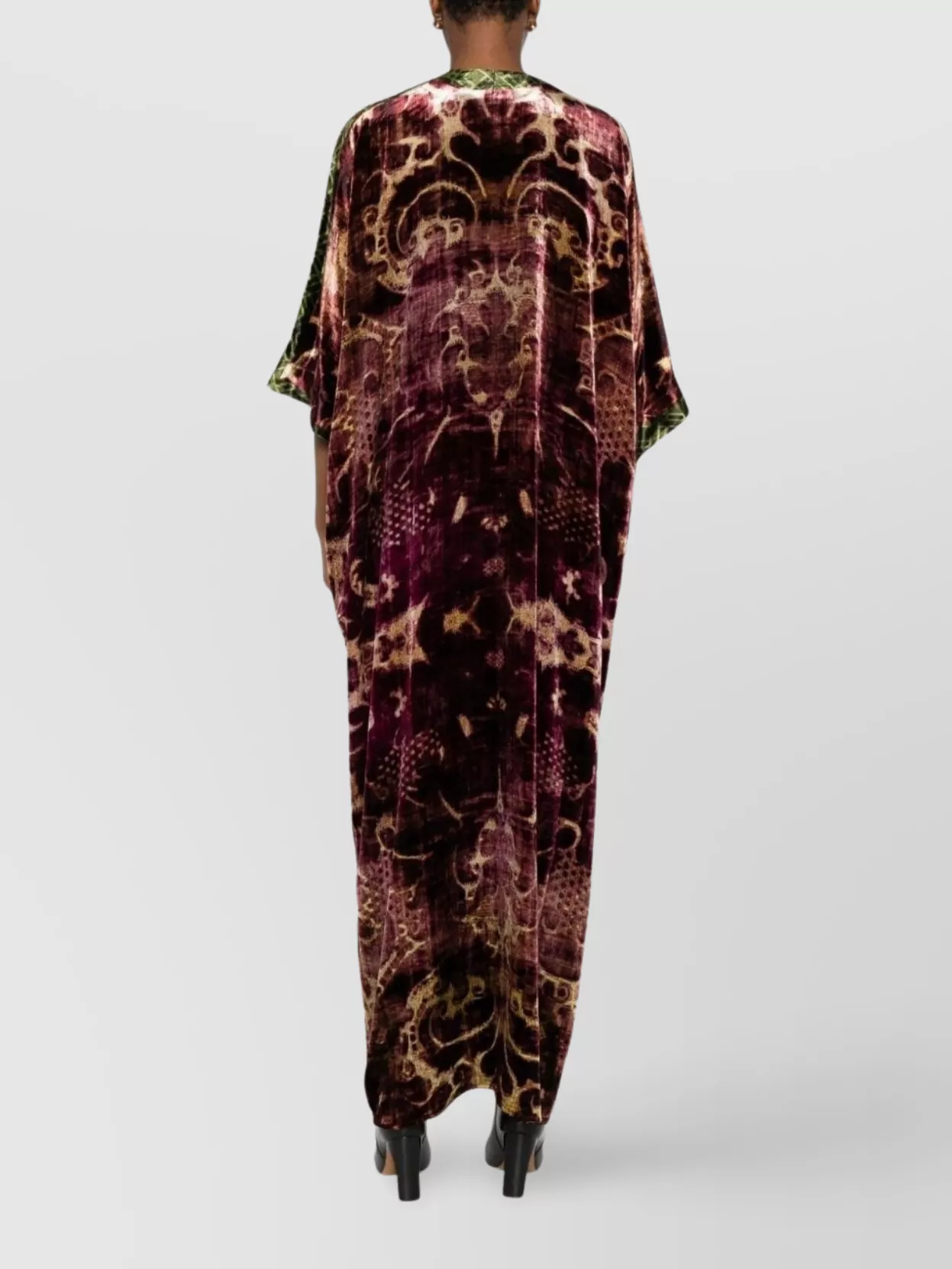 Pierre Louise Mascia Long Dress With Kimono Sleeves And Velvet
