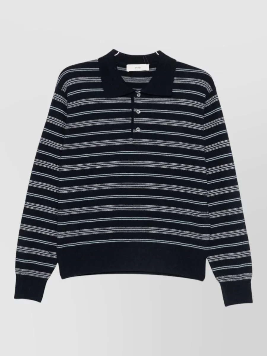 Dunst striped wool long-sleeve polo jumper