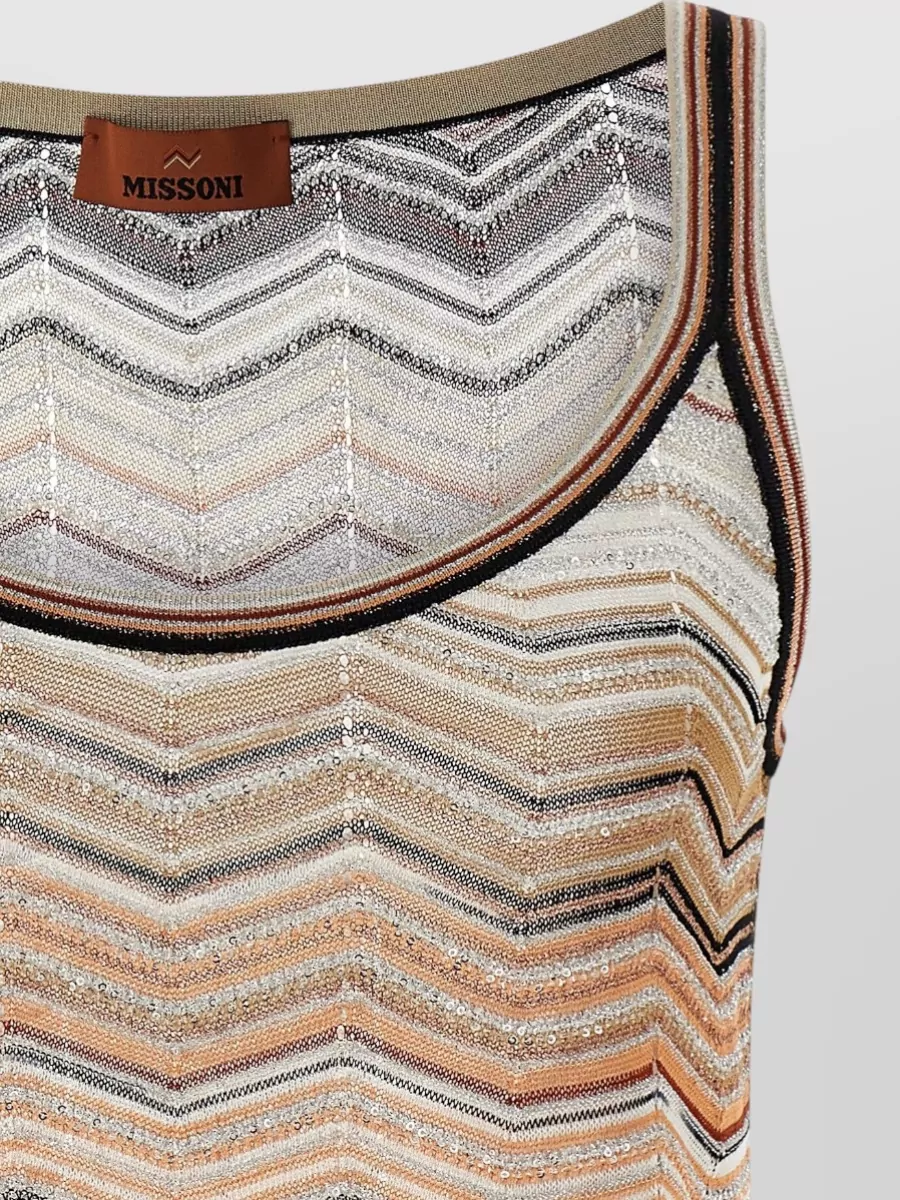 Missoni Chevron Stripe Lamé Scoop Neck Tank