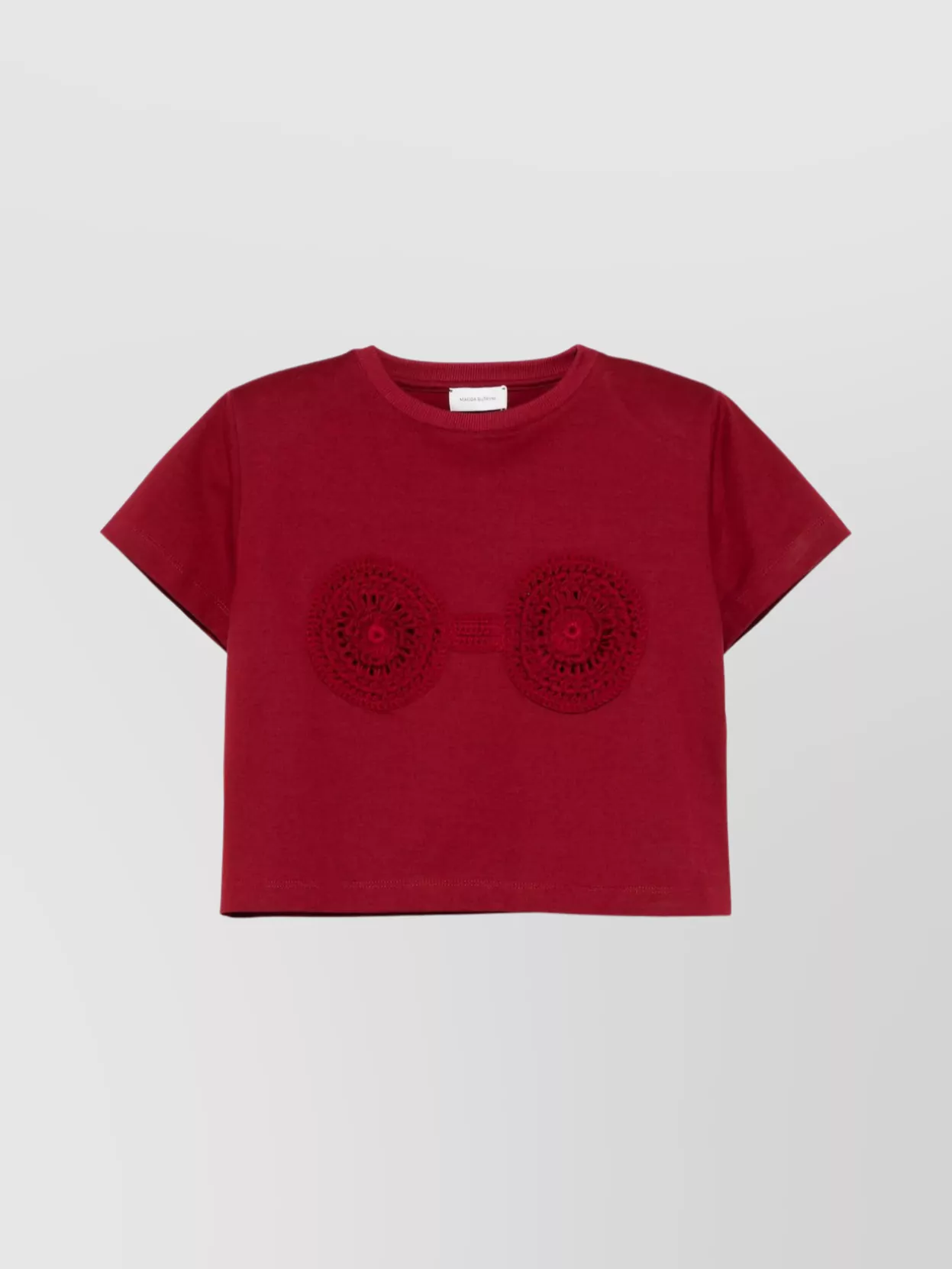Magda Butrym Crochet Detail Crew Neck Cropped T-shirt