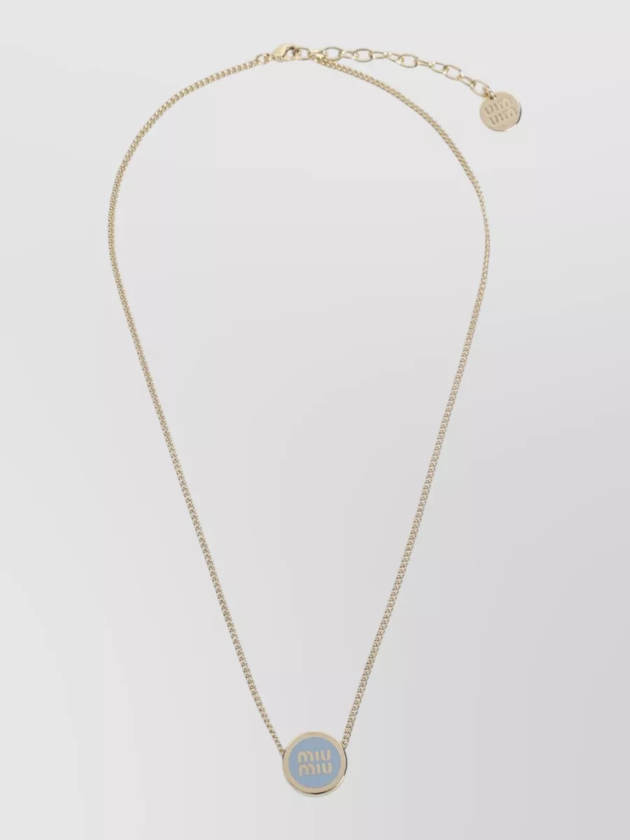 Miu Miu Brass Chain Necklace Adjustable Length Pendant