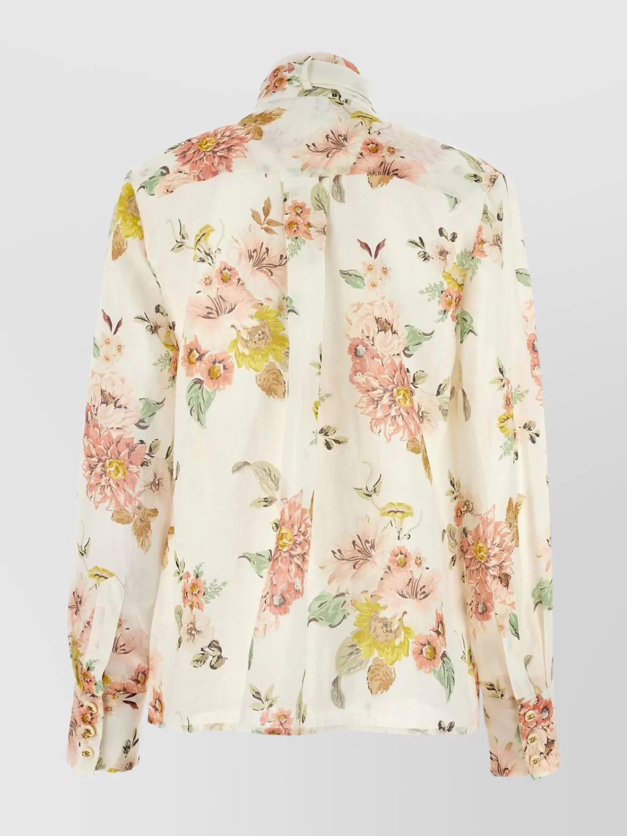 Zimmermann Floral Print Bow Tie Neck Shirt