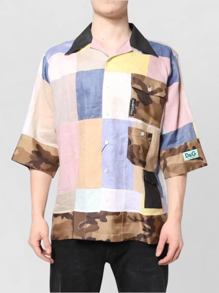 Dolce&Gabbana silk patchwork short sleeve shirt