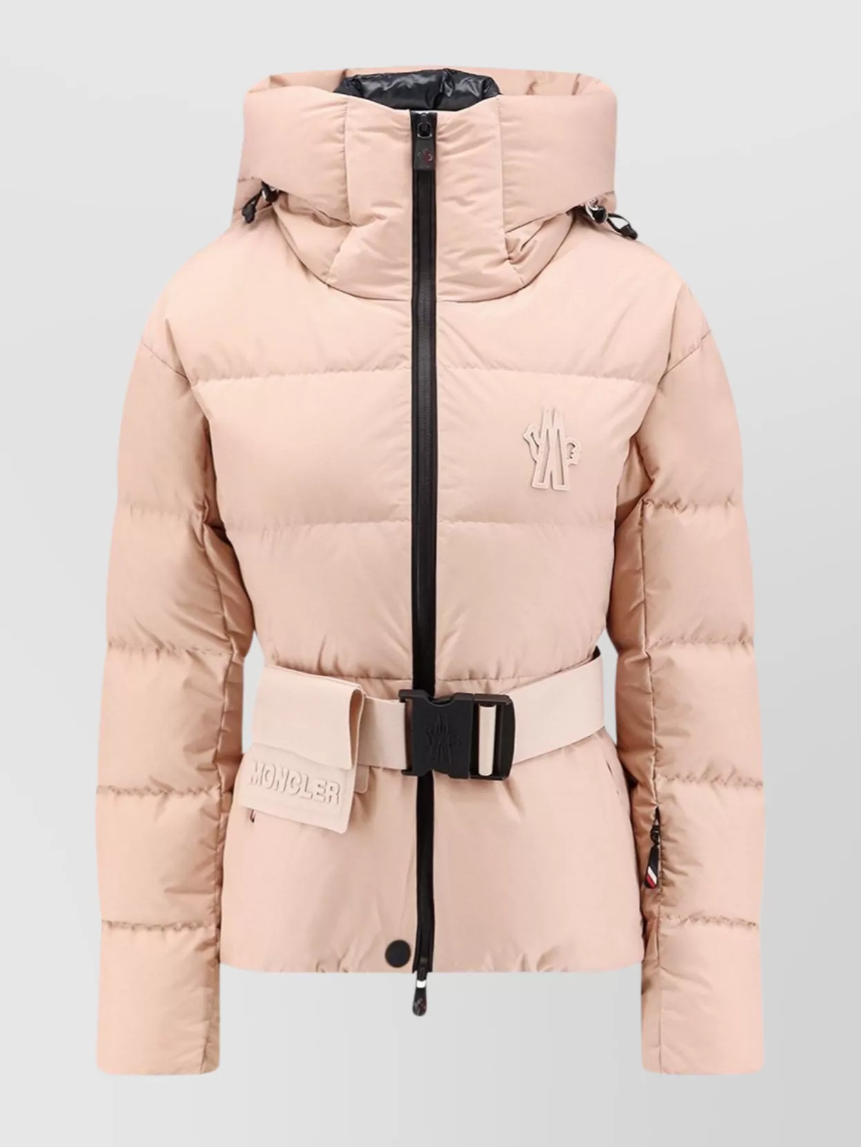 Moncler Nylon Down Jacket Adjustable Waistband Buckle In Pink