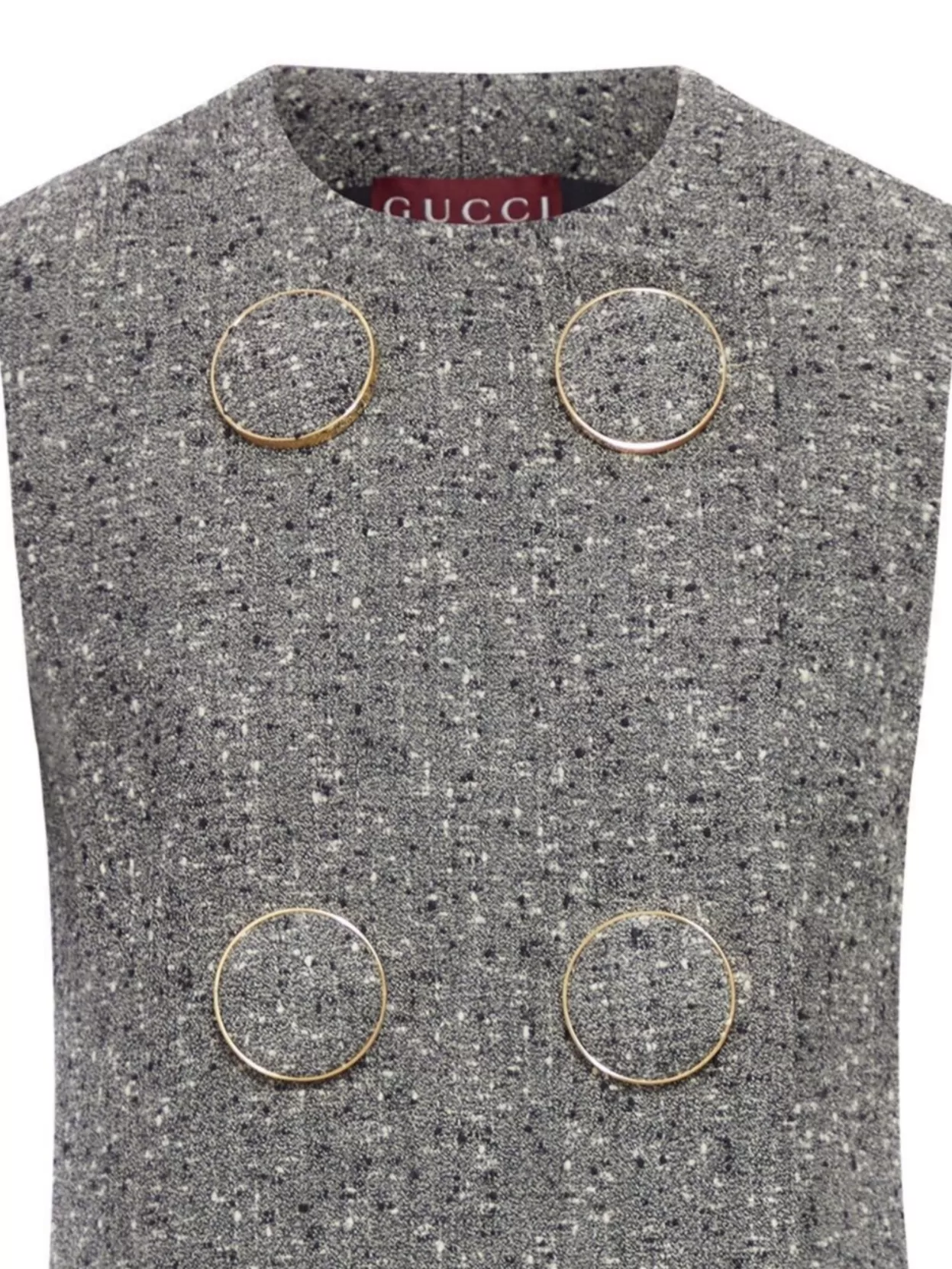 Gucci Textured Fabric Sleeveless Mini Dress With Buttons In Gray